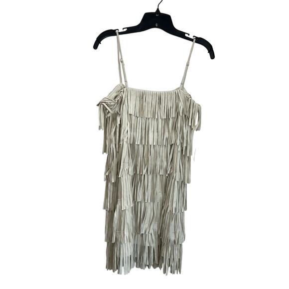 Francesca’s Audrey Parks Cream Fringe Western Party Mini Dress Size Small - Picture 4 of 11